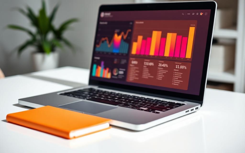 Laptop displaying advertising campaign performance charts